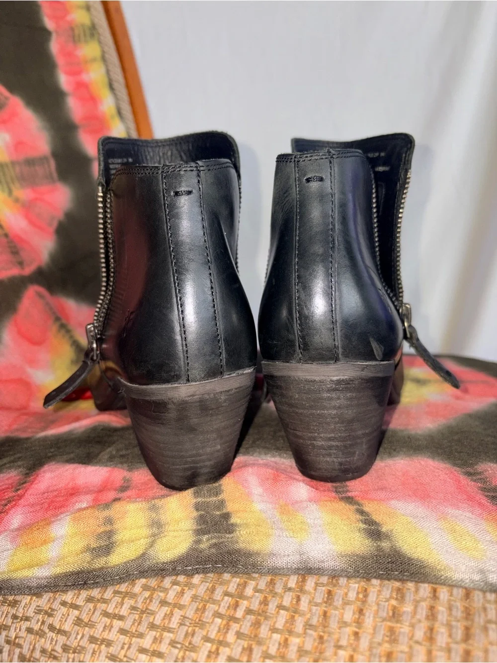 Black Leather Ankle Boots with Side Zip
